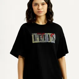 Levis Brand Logo Printed Drop-Shoulder Sleeves Cotton Relaxed Fit T-shirt-image-76