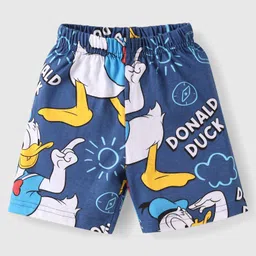 Babyhug Disney Single Jersey Knit Half Sleeves Shorts Night Suit With Donald Duck Print - Navy Blue image 5