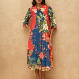 Dora Dori Floral Print Shirt Midi Dress-picture-32