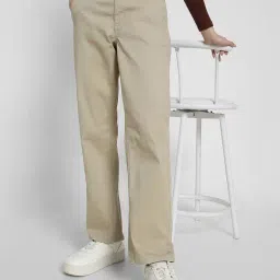 American Eagle Beige Cotton Regular Fit Trousers image 4