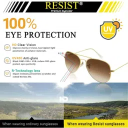 Resist Eyewear Brown UV Protection Aviator Unisex Sunglasses image 3