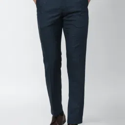 Van Heusen Blue Slim Fit Checks Trousers image 1