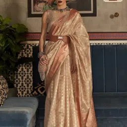 Saree Mall Beige Woven Saree With Unstitched Blouse-image-51