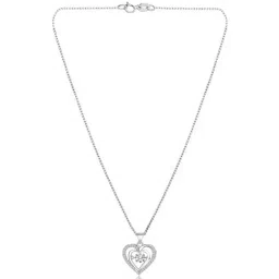 Peora Silver-Plated AD Studded Heart Shape Pendant Chain image 5