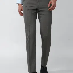 Van Heusen Grey Slim Fit Texture Trousers image 1