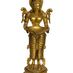 Exotic India Gold Toned Brass Deepalakshmi Diya image 1