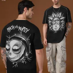 The Souled Store Black Cotton Graphic Relaxed Fit T-Shirt-image-40