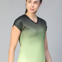 ATHLISIS Neon Green Polyester Solid Sports T-Shirt image 2