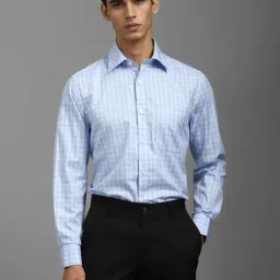 Louis Philippe Blue Cotton Regular fit Checks Shirts-picture-31