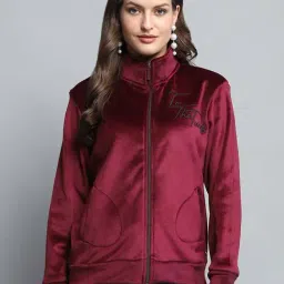 Monte Carlo Women's Wine Printed Mock Neck Full Sleeve Sweatshirt-picture-20