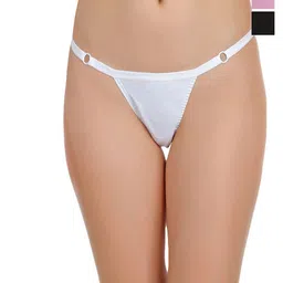 SELFCARE Pack of 3 Cotton Anti Microbial Low Waist Thong Briefs-SN2904 image 1