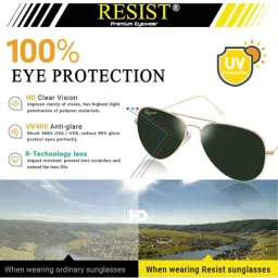 Resist Eyewear Green UV Protection Aviator Unisex Sunglasses image 5