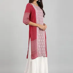 Aurelia Maroon Woven Pattern Straight Kurta image 4