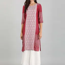 Aurelia Maroon Woven Pattern Straight Kurta image 1