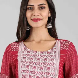 Aurelia Maroon Woven Pattern Straight Kurta image 5
