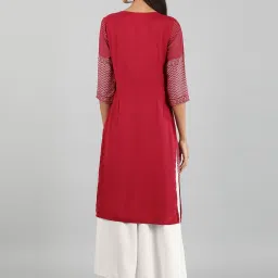 Aurelia Maroon Woven Pattern Straight Kurta image 2