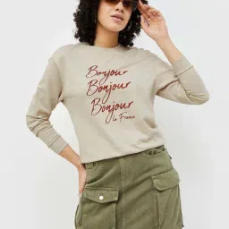 Fame Forever by Lifestyle Beige Cotton Printed Sweatshirt-picture-22