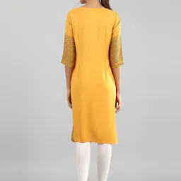 Aurelia Mustard Woven Pattern Straight Kurta image 2