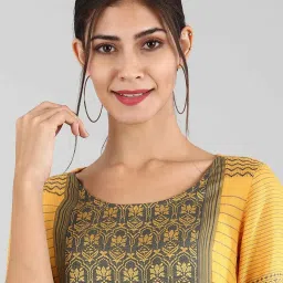Aurelia Mustard Woven Pattern Straight Kurta image 5