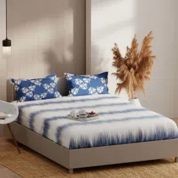 Bianca Bio-soft Feel Blue Fabric 152 TC 135 GSM Double Size Bedsheet With 2 Pillow Covers image 2