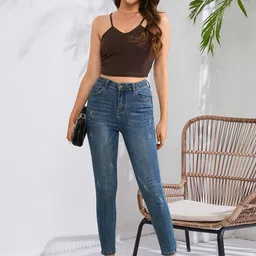 StyleCast Shoulder Straps Georgette Crop Top image 4