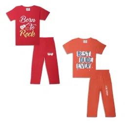 Vimal Jonney Kids Red Printed T-Shirt Set-picture-31