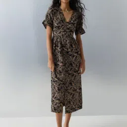 Bombay Paisley by Westside Black Floral Embroidered Cotton A-Line Dress-image-72