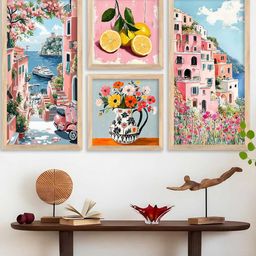 WALLLANE Brown 4 Piece Wood Abstract Wall Paintings-picture-20