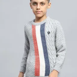 Monte Carlo Boys Grey Self Full Sleeves Pullover-picture-23