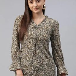 Cottinfab Beige Animal Print Top-picture-6