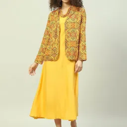 Biba Mustard Kurta With Blazer image 1