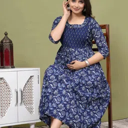 UrbanRang Floral Print Maternity Maxi Dress image 4