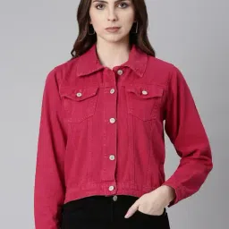 showoffff SHOWOFF Fuchsia Regular Fit Denim Jacket-picture-12
