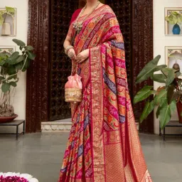 Saree Mall Pink Silk Printed Saree With Unstitched Blouse-image-69