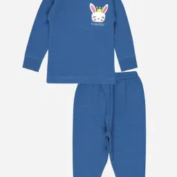 Bodycare Kids Blue Printed Full Sleeves Thermal T-Shirt with Pants-picture-25
