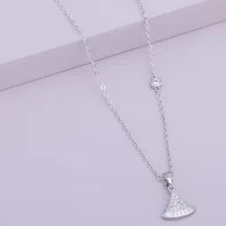 Kushal's Fashion Jewellery White Rhodium Polished Trendy Chain pendant for Women-picture-39