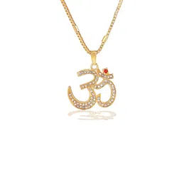 Estele Unisex Gold-Plated Artificial Stones Studded Contemporary Pendant With Chain image 5
