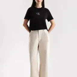 calvin klein jeans Calvin Klein White Cotton Logo Printed Short Sleeves T-Shirt image 5