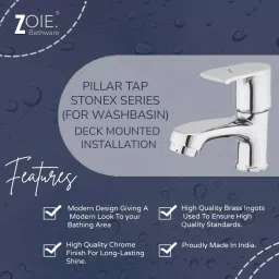 Zoie Stonex Pillar Tap ‎Deck Mount, Chrome Finish Z27001 image 2