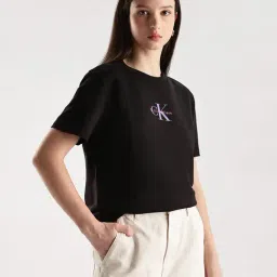 calvin klein jeans Calvin Klein White Cotton Logo Printed Short Sleeves T-Shirt image 3