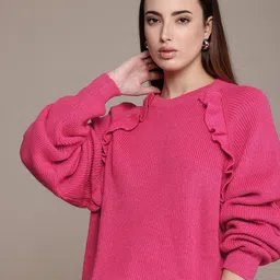 French Connection Knitted Ruffle Detailing Pullover Sweater-picture-28