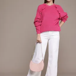 French Connection Knitted Ruffle Detailing Pullover Sweater image 3