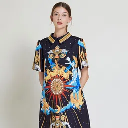 JC Collection Ethnic Motifs Printed A-Line Dress image 5