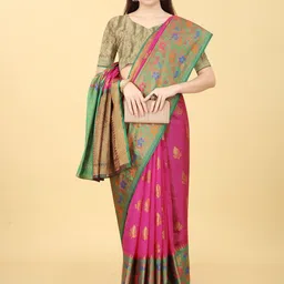 JUST FASHION Woven Design Zari Art Silk Banarasi Saree-picture-16