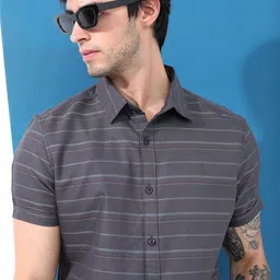 HIGHLANDER Men Slim Fit Horizontal Stripes Striped Casual Shirt-picture-32
