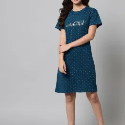 SEPHANI Teal Printed Night Dress image 1