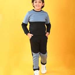 Anthrilo Interlock Full Sleeves Colour Blocked Coordinating  Sweatshirt &  Joggers Set - Black-picture-48