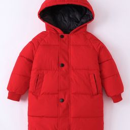 Kookie Kids Full Raglan Sleeves Hooded Padded Jacket - Red-picture-47