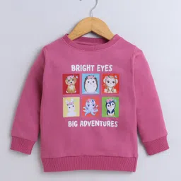 BUMZEE Cotton Fleece Full Sleeves Animal Printed Sweatshirt - Mauve-image-61