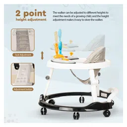 Baybee Elzo Baby Walker for Kids, Foldable Round Kids Walker with 2 Height & 4 Seat Adjustable | Activity Walker for Baby with Musical Toy Bar & Light (Black) image 2